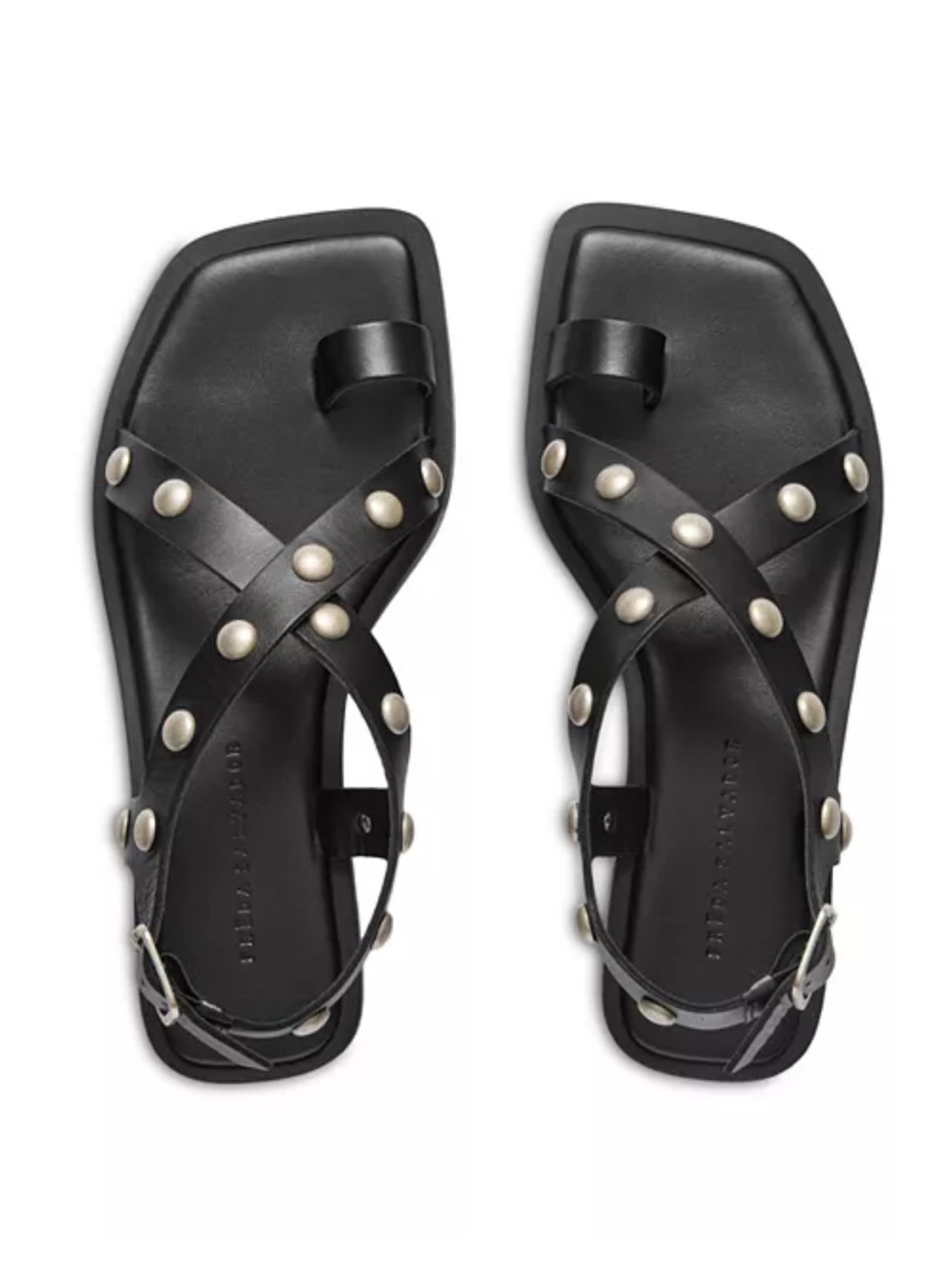 Freda Salvador $398 Paxton Calf Leather Studded Sandal Black 8.5